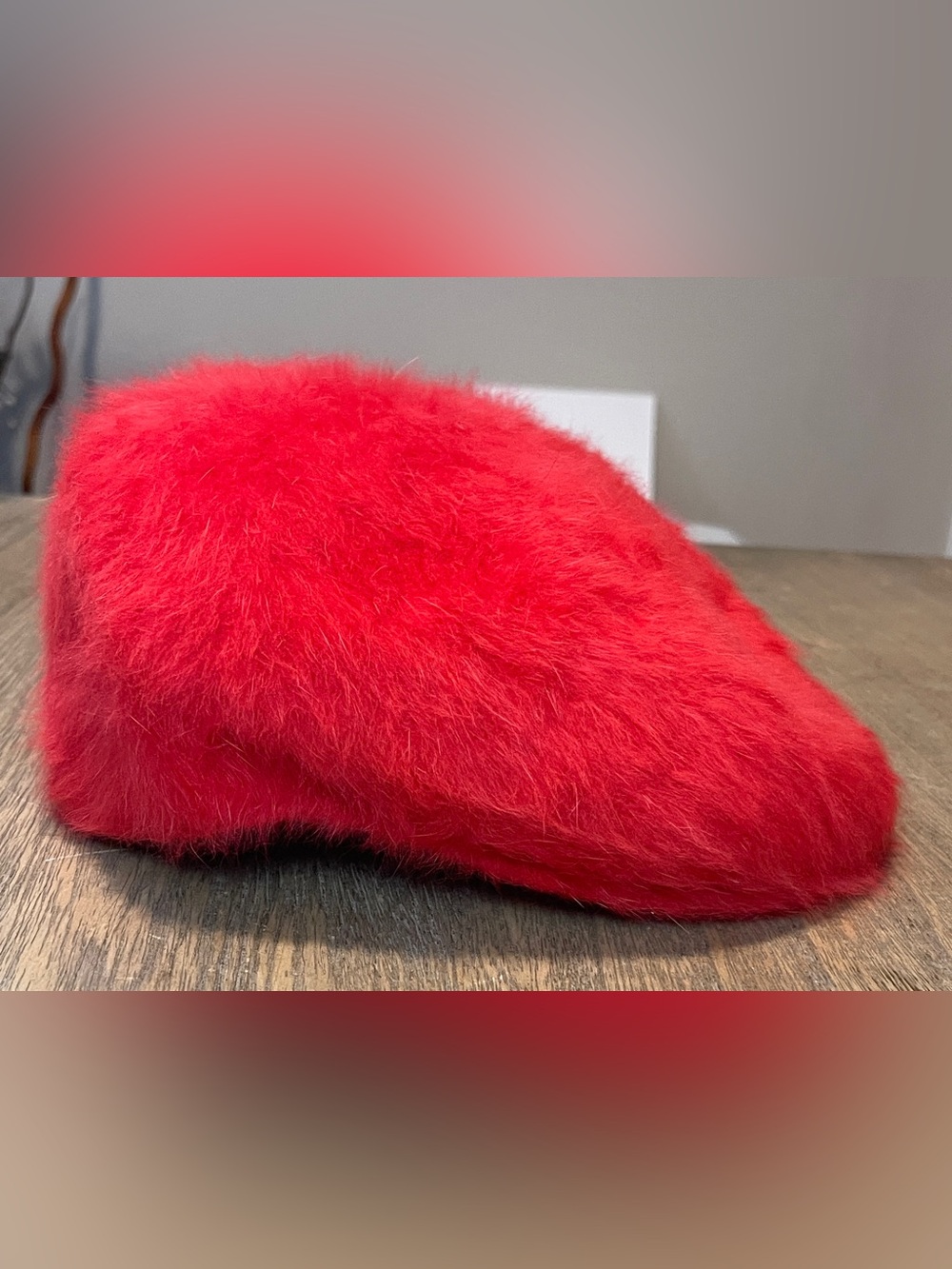 Kangol Red Faux Fur 504 Flat Cap Beret